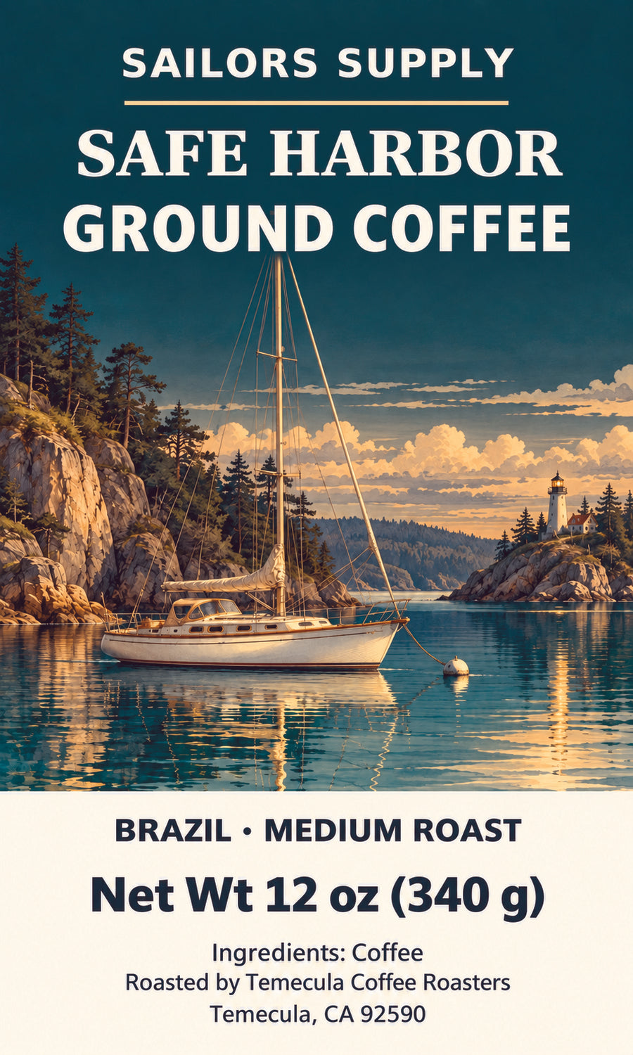 Safe Harbor — medium roast Brazil coffee, 12 oz