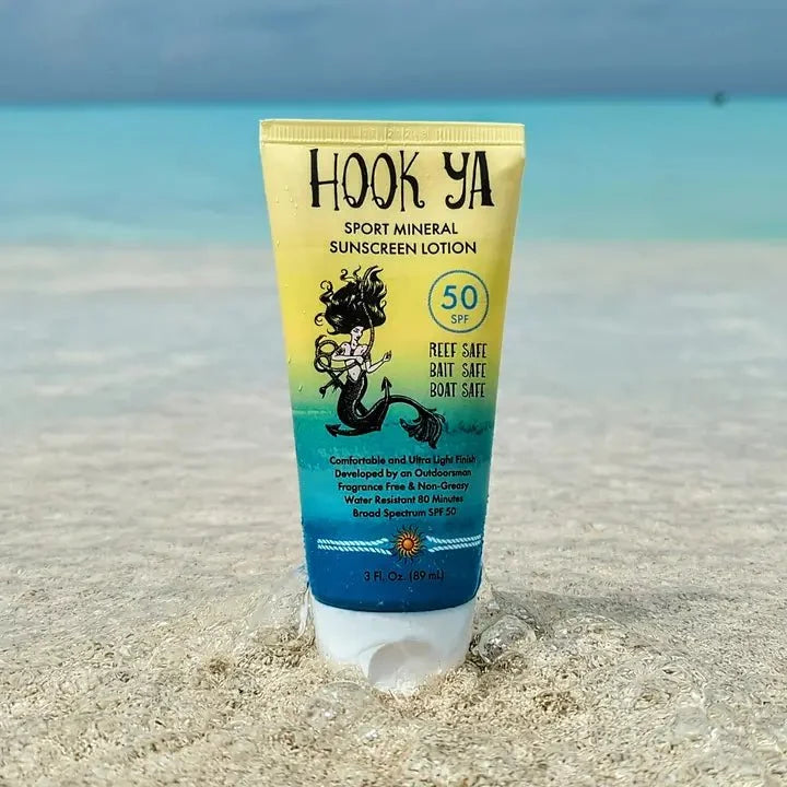 Hook Ya Sport Mineral Sunscreen Lotion SPF 50 – Reef Safe, Bait Safe, Boat Safe